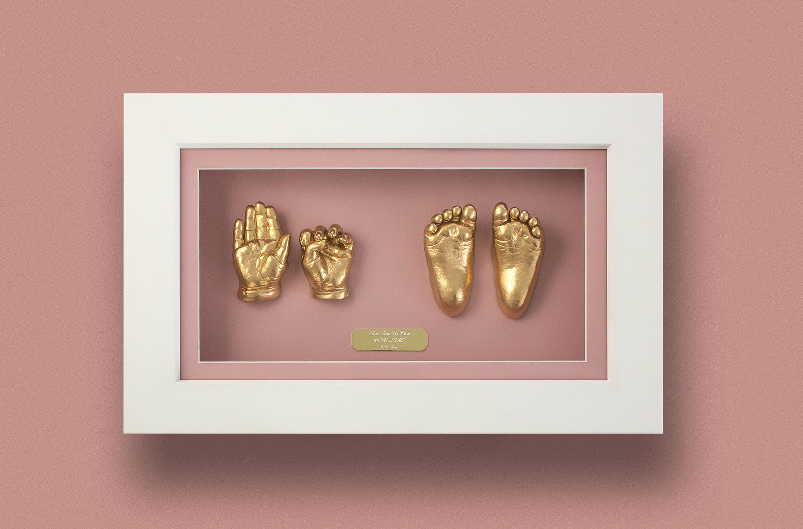 Framed gold baby feet casting 2